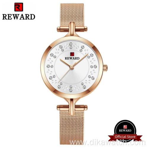 New Arrival Fashion Women's Quartz Watches Mesh Stainless Steel Waterproof Wrist Watch With Rhinestone Charm Ladies Wristwatch